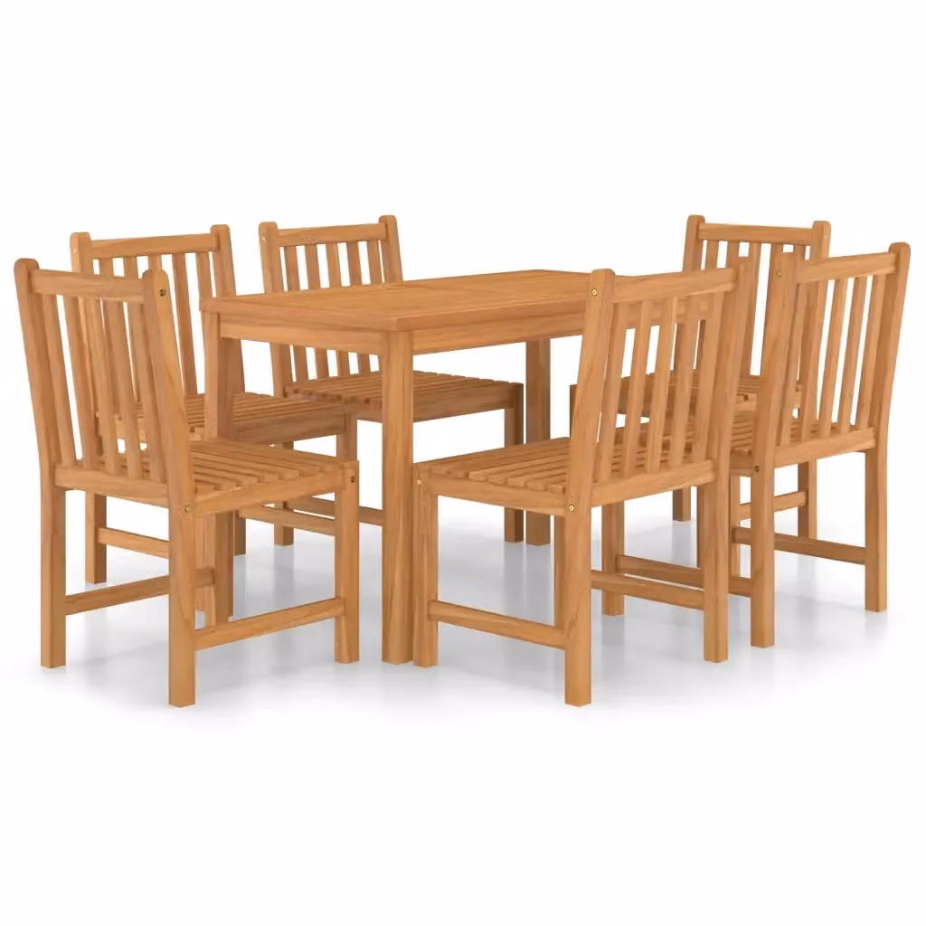 Set da pranzo da giardino vidaXL in legno di teak marrone, 7 pezzi, L: 120 cm, P: 70 cm – 2
