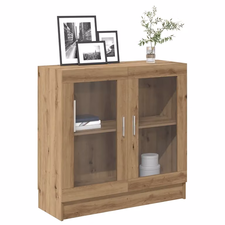 Libreria vidaXL in stile classico con ante in vetro e finitura rovere marrone, L 82,5 cm x P 30,5 cm x H 80 cm