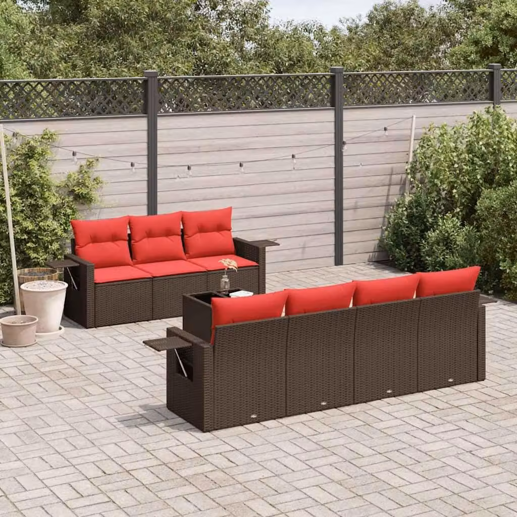 Maison Exclusive - Set di 8 pezzi per giardino con cuscini, marrone, polyrattan