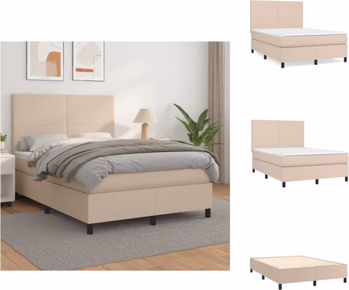 vidaXL Materasso letto a molle cappuccino-marrone 140x200cm in Pelle finta - Letti e strutture letto