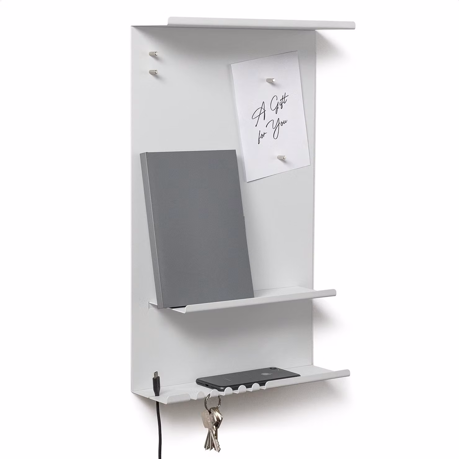 Organizzatore da parete in metallo, 3-in-1, con pannello magnetico e magneti, dimensioni 30 x 9 x 49 cm, ideale per la cucina