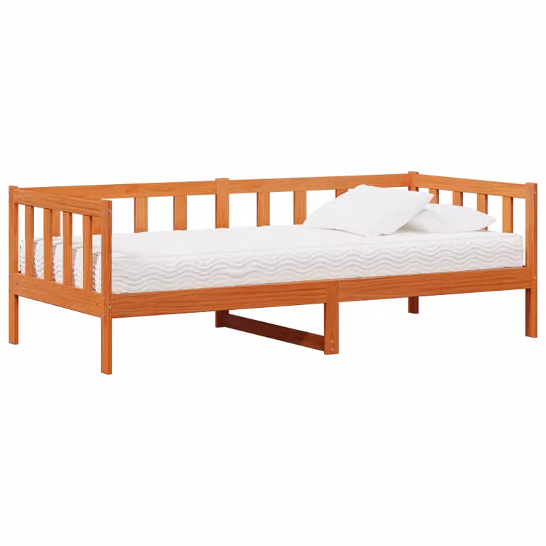 Letto Giorno vidaXL in Legno di Pino con Testiera, Marrone Cera e Bianco, L/P/H: 200 x 90 x 66 cm