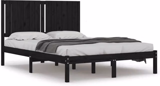 Letto matrimoniale per adulti in legno massello di pino nero stile rustico L/P/H: 140 x 190 x 31 cm – 1