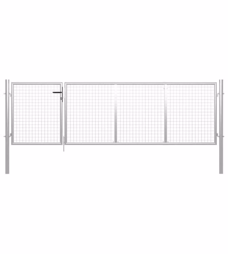 Cancello per Giardino in Acciaio 350x75 cm Argento