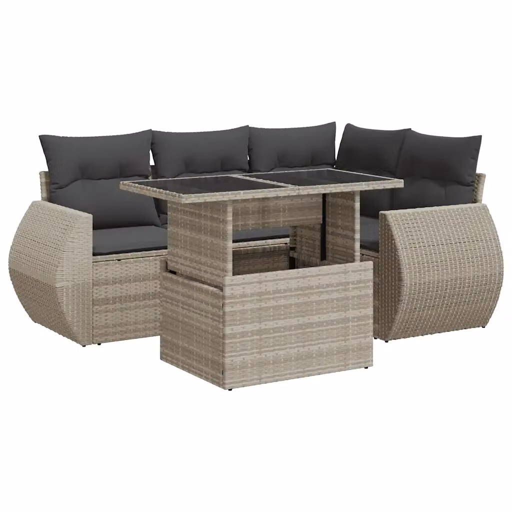 Set Divano da Giardino a L vidaXL in Polyrattan Grigio con 6 Pezzi e Cuscini Imbottiti – 2