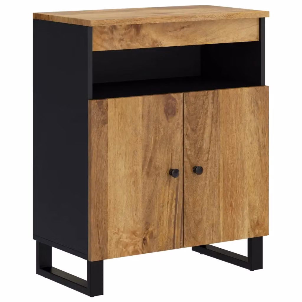 Credenza vidaXL in legno di mango marrone con 2 ante e dettagli in metallo L: 60 cm, P: 33 cm, H: 75 cm – 2