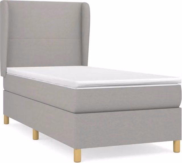 Letto singolo | Letto per adulti | Giroletto a Molle con Materasso Grigio Chiaro 80x200 cm Tessuto