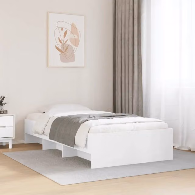 Letto singolo bianco vidaXL in legno multistrato con doghe fisse L/P/H: 190 x 90 x 35 cm – 1