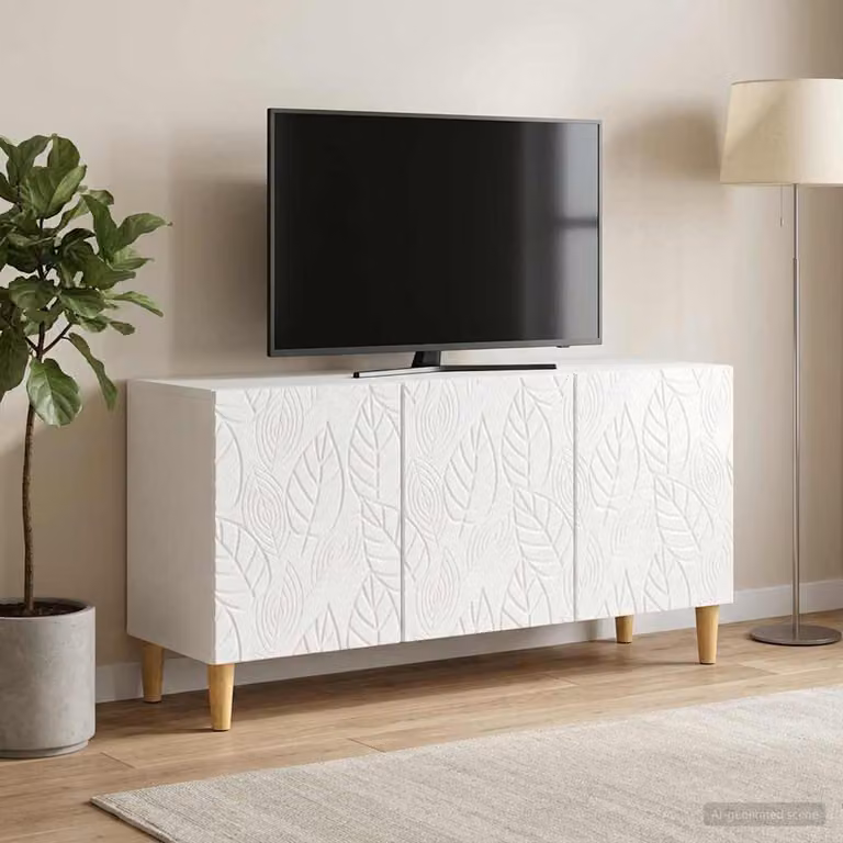 Mobile TV moderno vidaXL in legno ingegnerizzato bianco lucido L/P/H: 99 x 34,5 x 50 cm