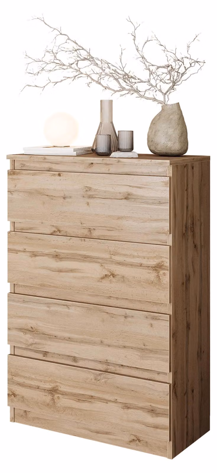 Comodà Wotan in rovere con 4 cassetti – Comodà compatto per camera da letto e soggiorno – Credenza moderna in stile scandinavo – GABRIEL