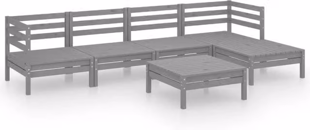 Set Divani da Giardino 6 pz | Set Salotto da Giardino in Legno Massello di Pino Grigio