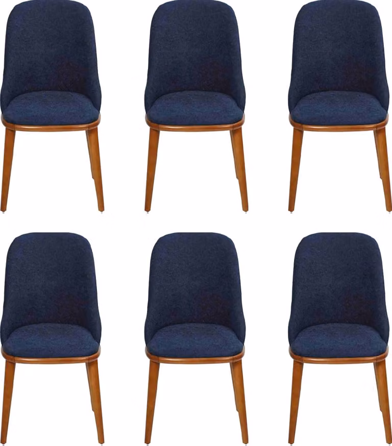 Luxus Esszimmer Blau 6x Stühle Holz Möbel Stühle Stilvoll Design Einrichtung
