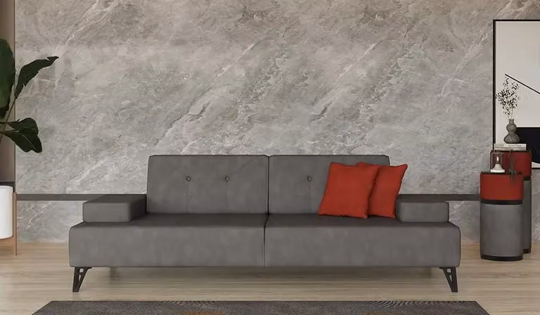 Polstersofa Dreisitzer Sofa 3 Sitzer Stoffsofa Couch Grau Luxus Design