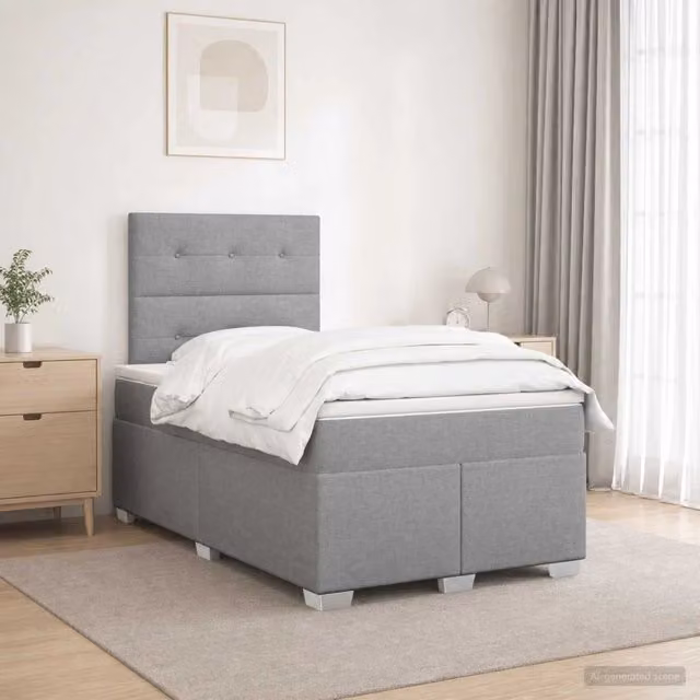 Letto box spring con materasso ibrido vidaXL Grigio e Bianco L/P: 120 x 200 cm