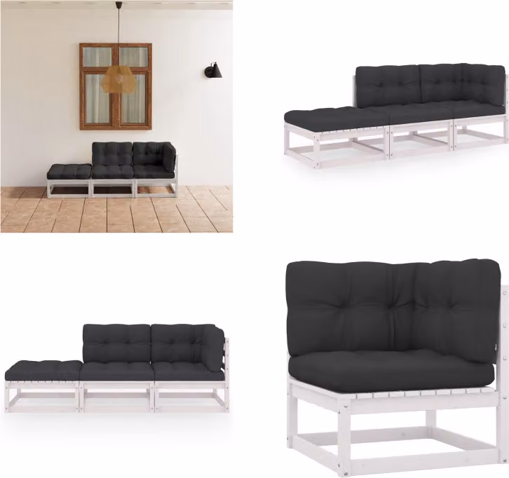 vidaXL Set salotto da giardino 3 pezzi con cuscini in pino massiccio - Set mobili da giardino - Set mobili da giardino - Set mobili da giardino - Set mobili da giardino