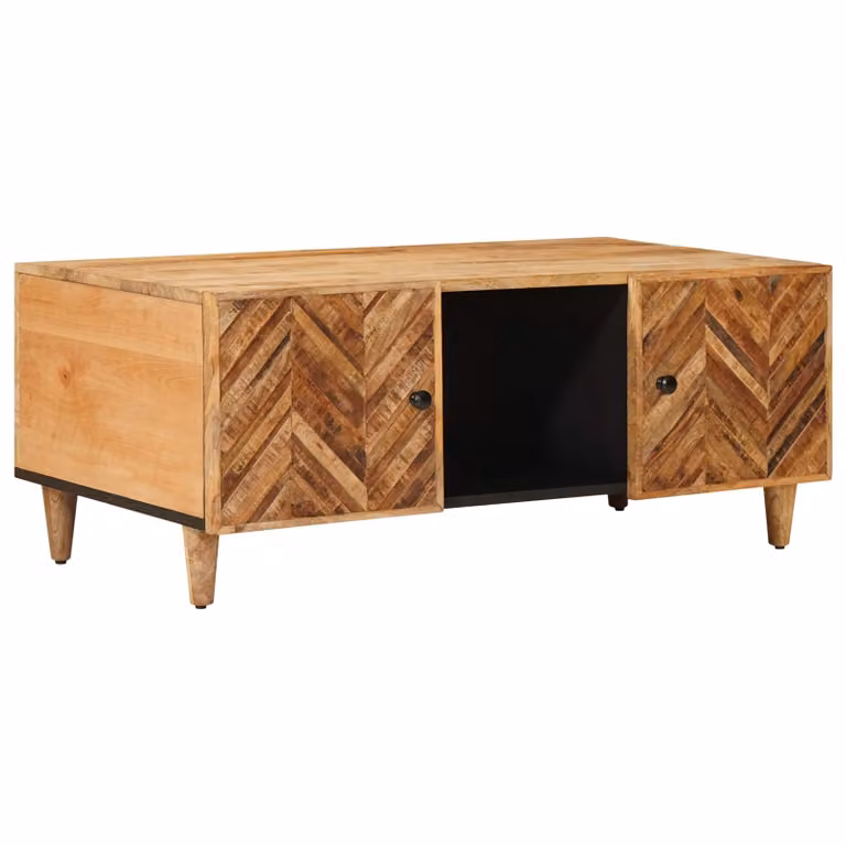 vidaXL Tavolino da salotto moderno in legno di mango e metallo, Marrone, L 100 x P 54 x H 40 cm