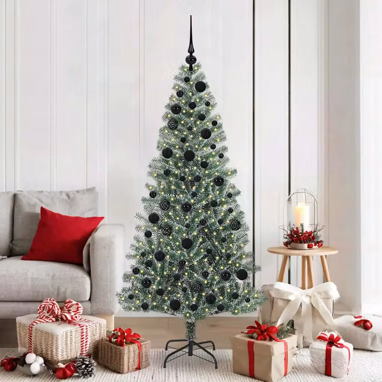 vidaXL Albero di Natale Artificiale Imbiancato con Luci LED 180 cm