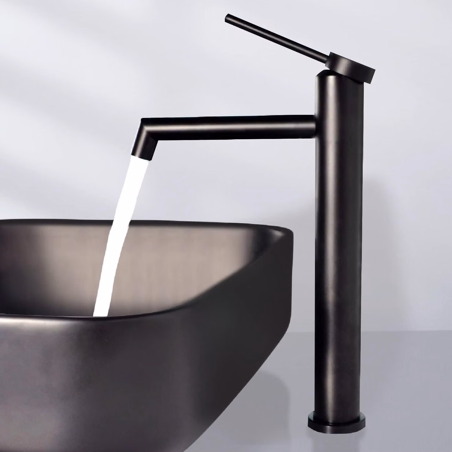 Miscelatore monocomando per lavabo, nero opaco, 29 cm, in acciaio inossidabile
