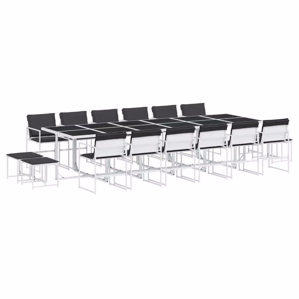 Set da Pranzo da Giardino vidaXL 17 pz in Acciaio Verniciato a Polvere e Vetro Bianco e Antracite – 2