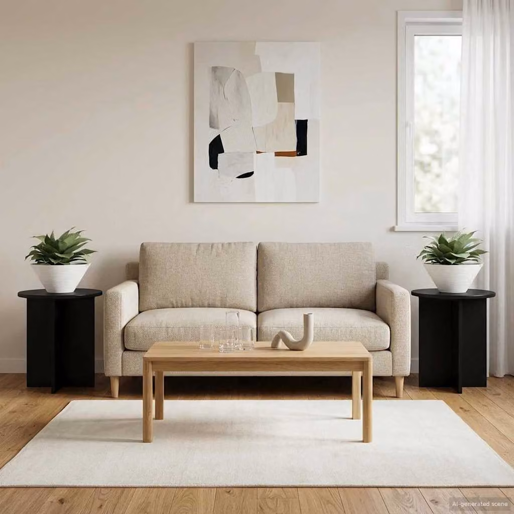 Set di 2 supporti per piante vidaXL in metallo e legno, colore nero opaco, L/P/H: 40 x 40 x 40 cm