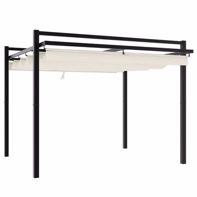 Gazebo da Giardino con Tetto Retrattile Crema 3x3m in Alluminio