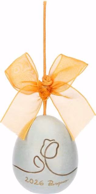 Addobbo uovo in ceramica Incanto di Pasqua THUN blu con decoro floreale