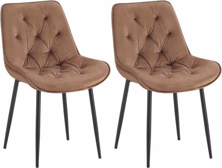 set di 2 sedie da pranzo Velvet - Sedie da cucina - Elevato comfort di seduta | Colore: Marrone