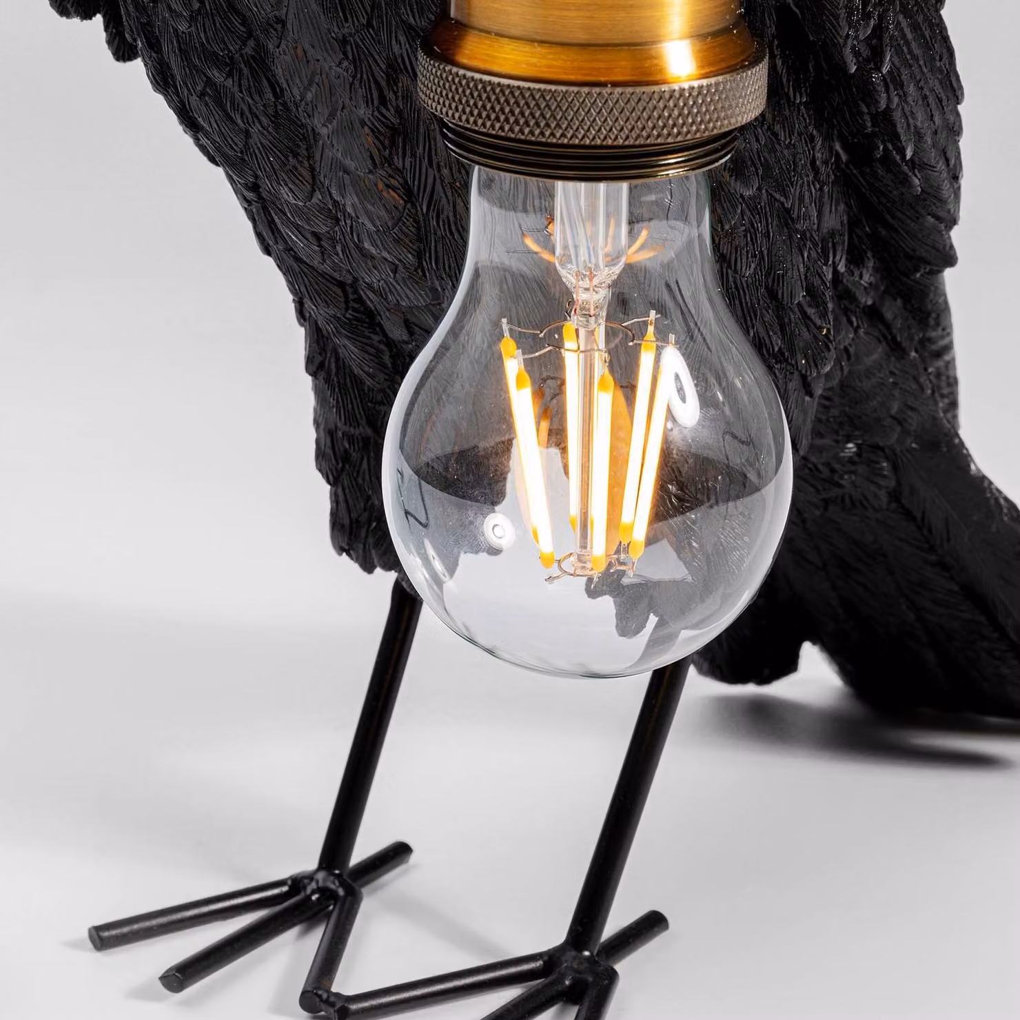 KARE Lampada da tavolo Animal Crow, Nero, Soggiorno / Sala da pranzo, Plastica, Lampada da tavolo