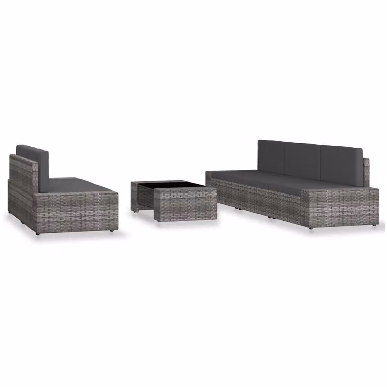 Set Divani da Giardino 6 pz in Polyrattan Grigio