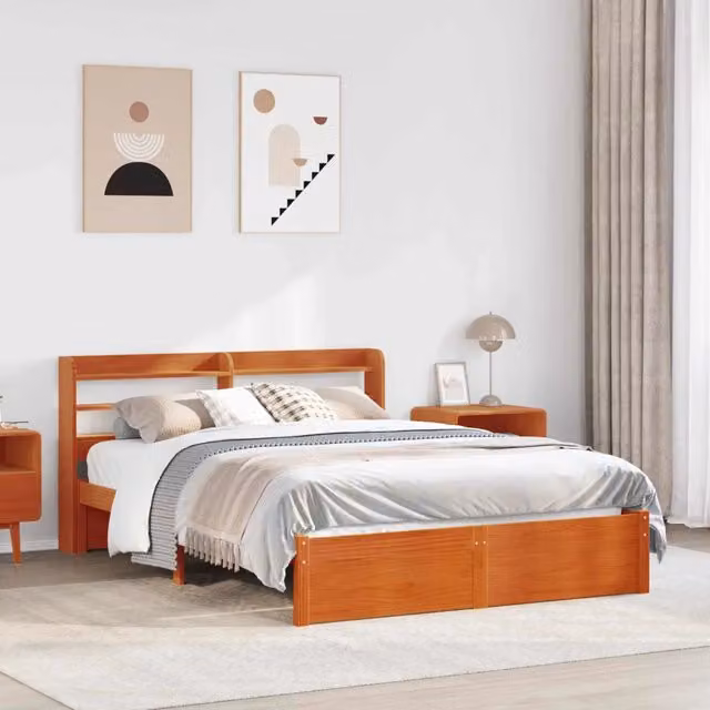 Struttura del letto con lo scaffale Marrone cerato 160 x 200 cm 3422727