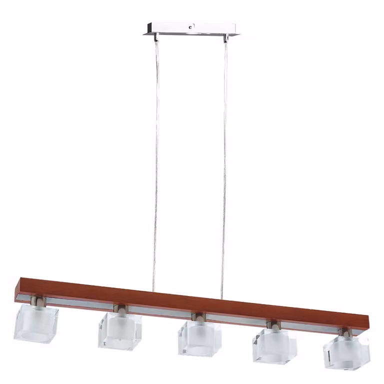 Lampada a sospensione OMEGA 5xG9/40W, rosso ciliegia/cromo/cristallo L: 720, H: 1000, dimmerabile