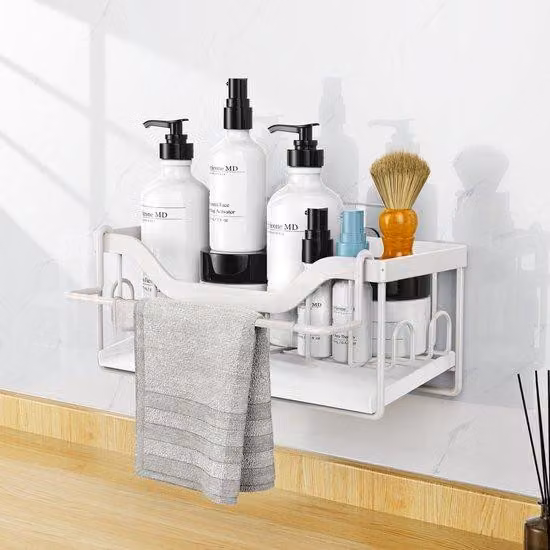 Organizer da cucina con portasciugamani, doppio ripiano, bianco