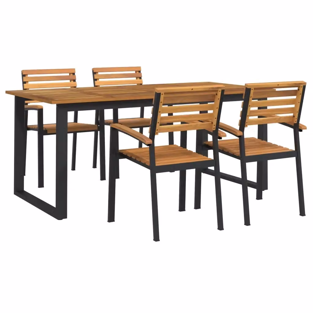 Set Pranzo da Giardino vidaXL in Legno di Acacia e Metallo, Marrone, 5 Pezzi – 2