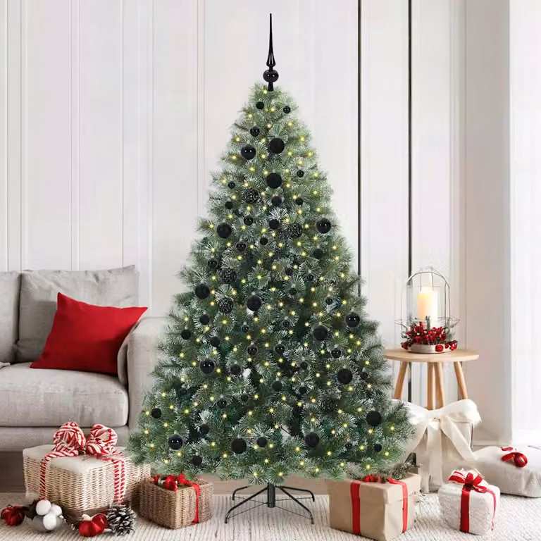 Albero di Natale artificiale vidaXL verde con 300 LED luce bianca calda in PE e PVC, Altezza: 180 cm