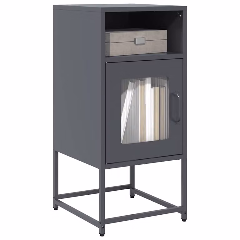 Comodino vidaXL in metallo antracite opaco, modello moderno da appendere a parete, L/P/H: 36 x 39 x 78 cm