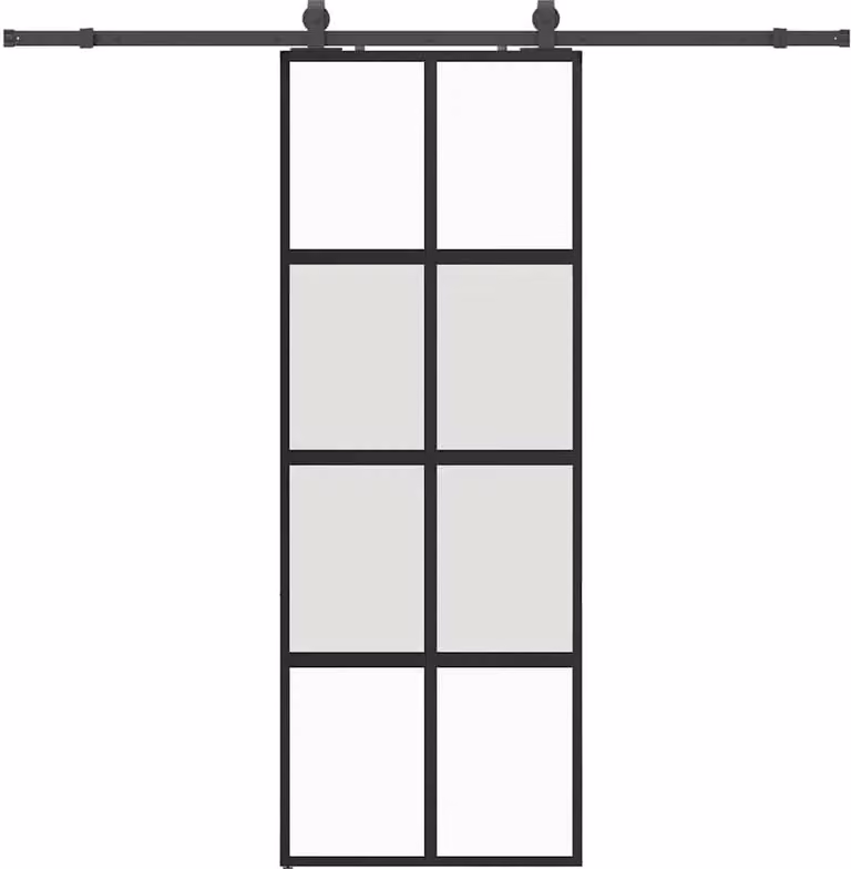 Porta Scorrevole Set Ferramenta Nera 76x205 cm Vetro Temperato