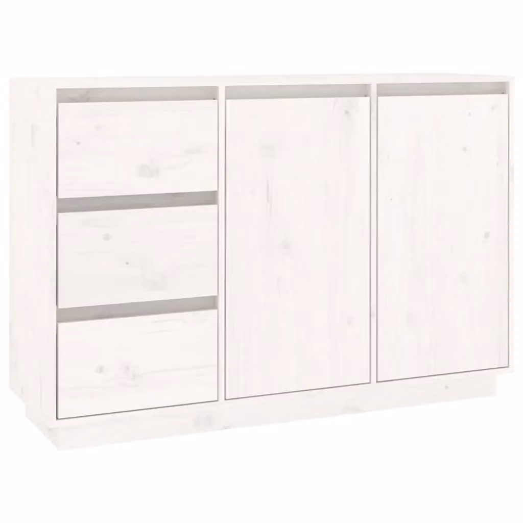 vidaXL Credenza in Legno Massello di Pino Bianco Stile Rustico L: 111 cm, P: 34 cm, H: 75 cm – 2