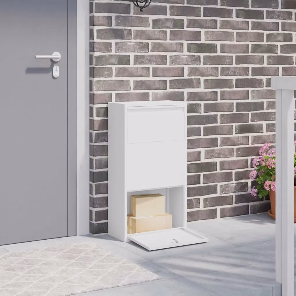 vidaXL Cassetta per pacchi con porta Bianco 44 x 22 x 82 cm Acciaio