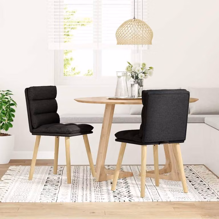 Sedie da Pranzo 2 pz Nere in Tessuto