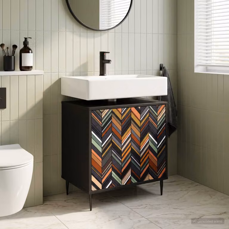 Mobile da bagno vidaXL OMMEN moderno nero L: 60 cm, P: 40 cm, H: 61 cm