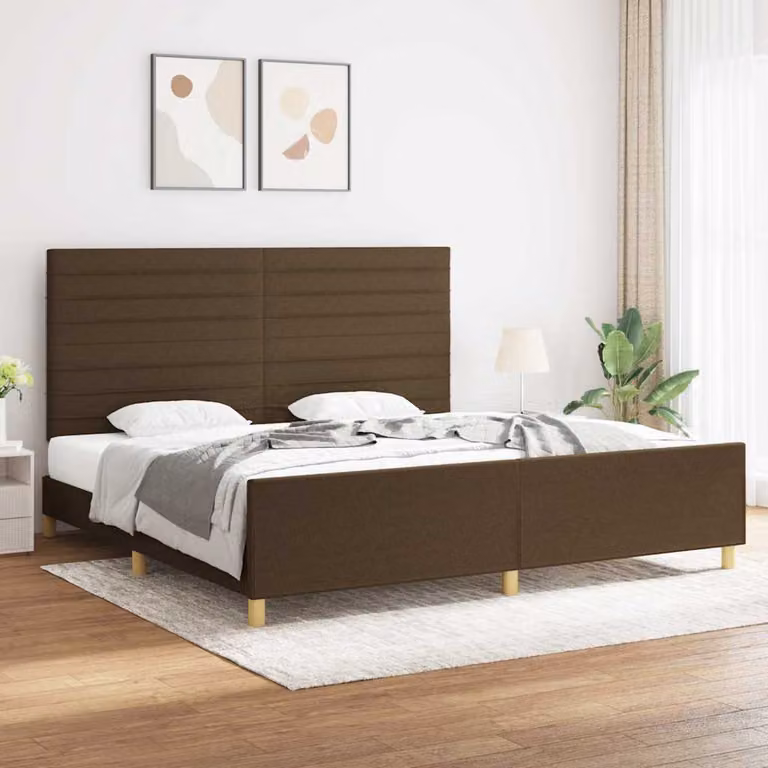 vidaXL Giroletto senza Materasso in Tessuto Marrone Scuro L/P/H: 200 x 128 x 206 cm