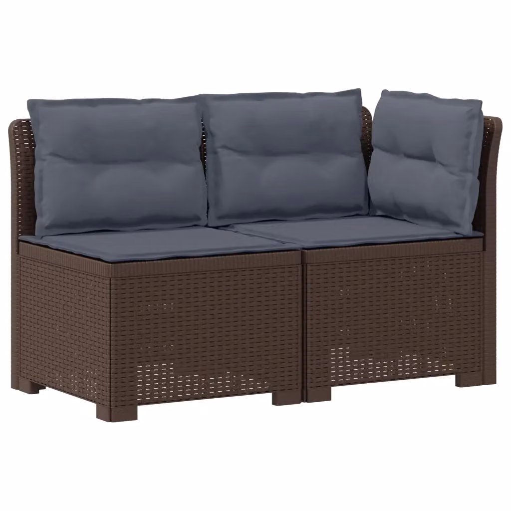 Divano da giardino a 2 posti vidaXL con cuscini in stile rattan moderno, colore marrone e grigio, resistente ai raggi UV e alle intemperie – 2