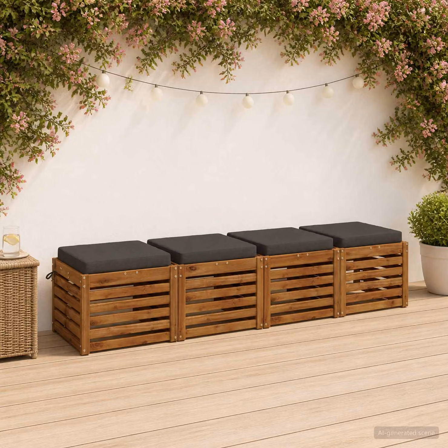 Set di 4 cuscini per sedia vidaXL in poliestere con imbottitura in schiuma, modello moderno, colore grigio antracite