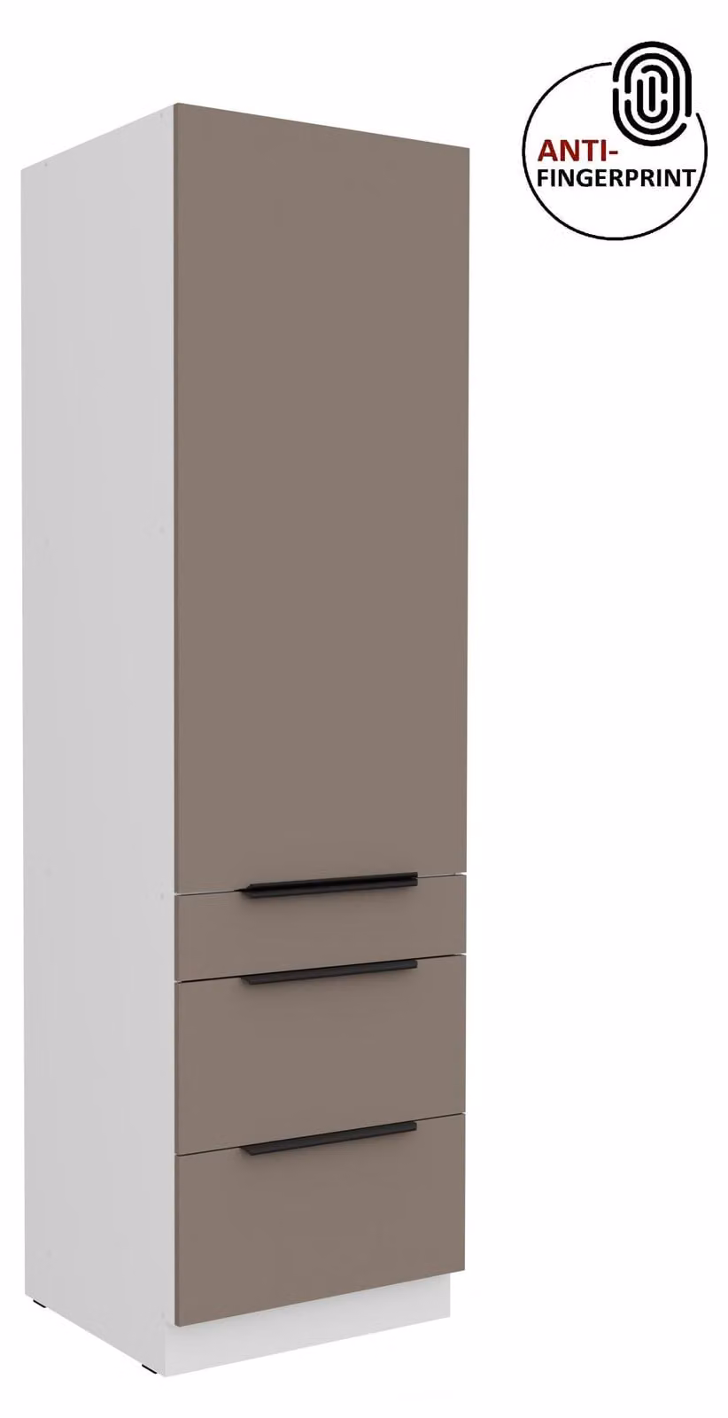 Armadio alto da cucina da 60 cm, cucina ARIA grigio sabbia ultra opaco + bianco opaco, frontali di alta qualità con rivestimento anti-impronta, mobile da cucina con chiusura ammortizzata