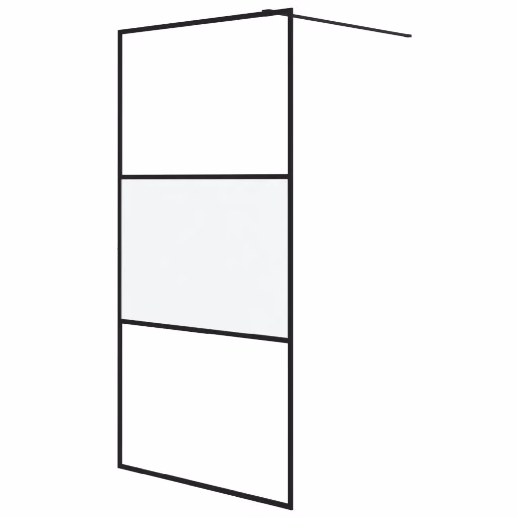 Parete Doccia Walk in vidaXL in Vetro Semi Smerigliato con Profilo Nero L: 100 cm, H: 195 cm – 2