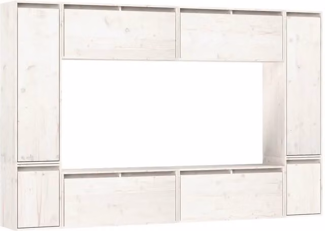 Set di 8 mobili porta TV sospesi decorativi pratici soggiorno contenitore 80 x 30 x 100 cm in legno massello bianco 02_0055191