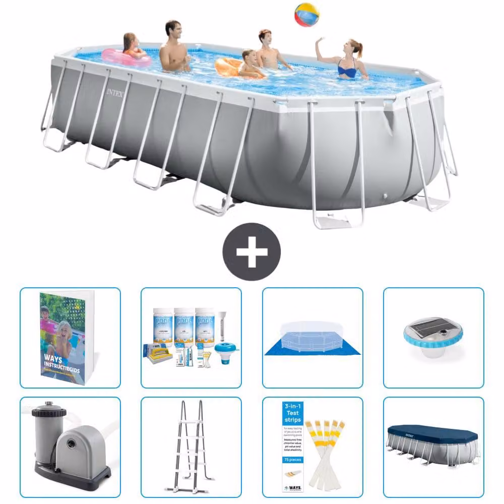 Piscina fuori terra ovale "Prism Frame" - 610x305x122 cm - Kit composto da 7 elementi - Modello S576