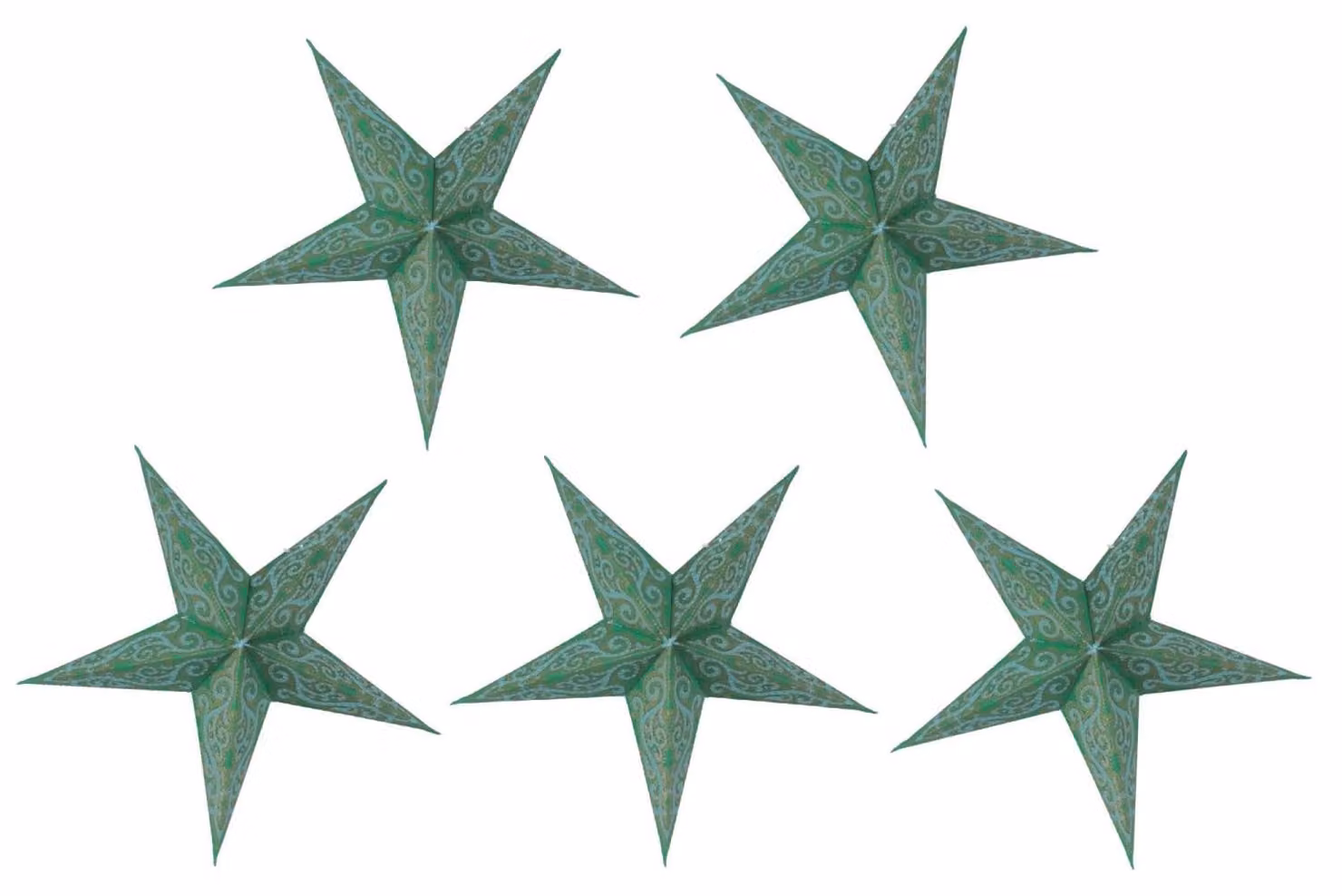 Stelle di carta per luci decorative, 20 cm, pieghevoli, set da 5, design 16