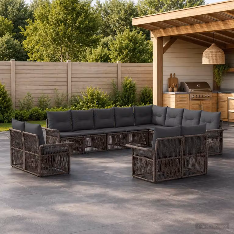 Maison Exclusive - Set di divani da giardino, 12 pezzi, grigio e grigio scuro, in rattan sintetico
