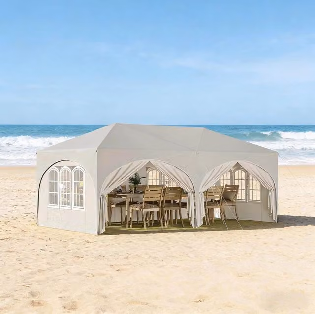 Gazebo Pieghevole 3x6m con 6 Pareti Laterali Regolabili Altezza, Telo Impermeabile e Protezione UV, con Borsa per Trasporto